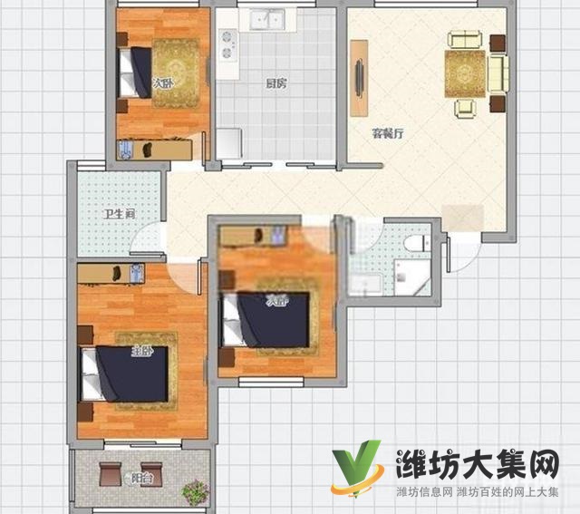 萬(wàn)達(dá)泰華北 樓層好水映幸福城 115平 三室裝修帶
