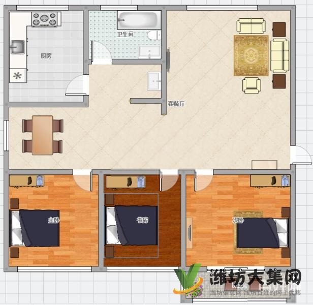 萬達金都 中央麗景 近寶利家園精裝修三室環(huán)境好71