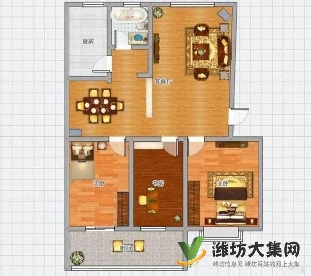 櫻園西區(qū)多層三樓104平米三室朝陽新裝修無稅