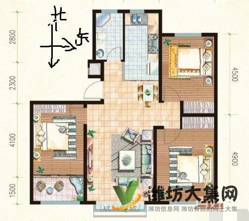 恒信華府 首付23萬 新房未住 121平三室H戶