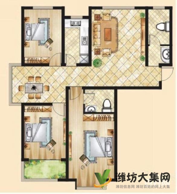 奧體八九近渤景灣大三室兩廳，毛坯新房117平婚房急