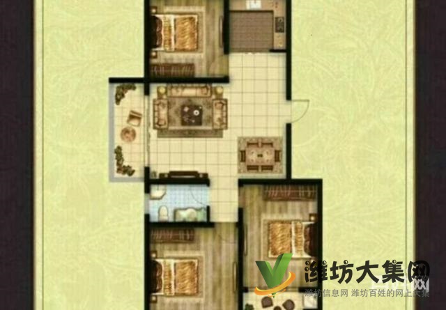 濰縣中路恒信悅府，12樓東山豪華 裝修 ，全明大三