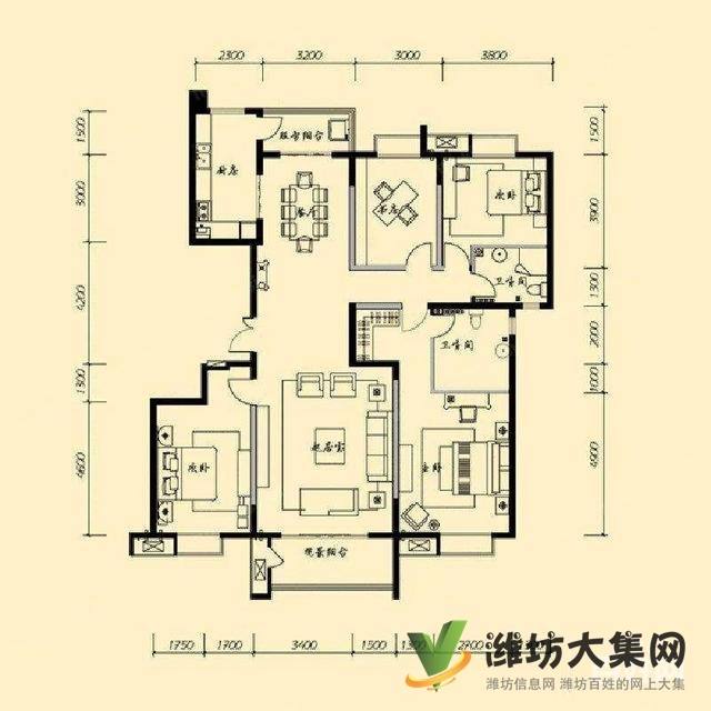福壽街北關(guān)學(xué)校近多層3樓122平3室H戶型精裝無(wú)稅