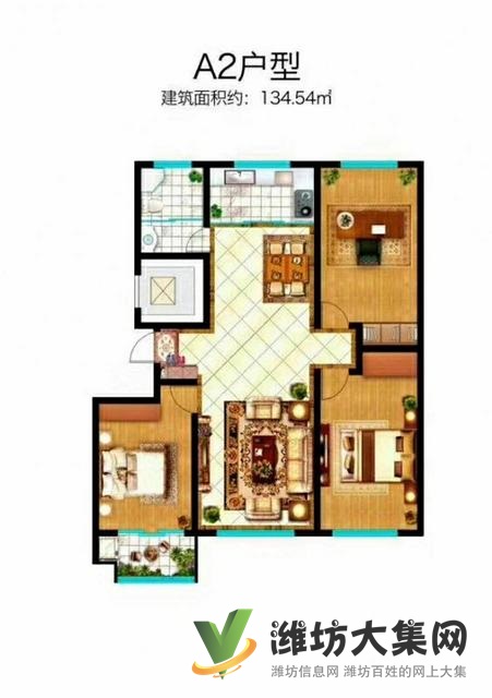 濰城區(qū)政府近 凡爾賽麗都 朝陽大客廳 68萬一套