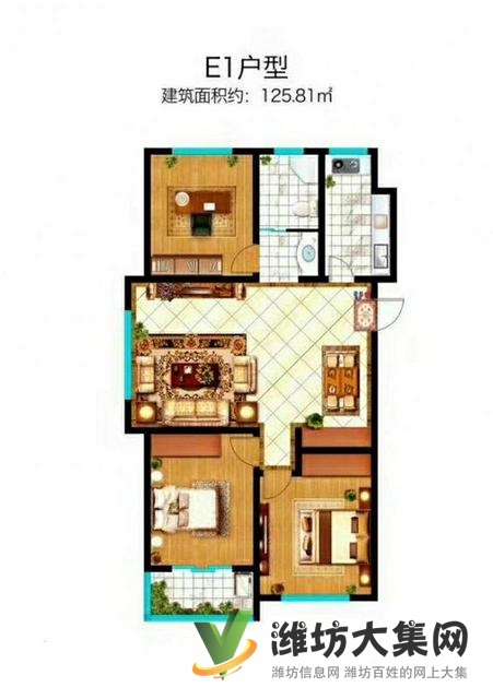 濰城區(qū)政府近 凡爾賽麗都 朝陽大客廳 68萬一套