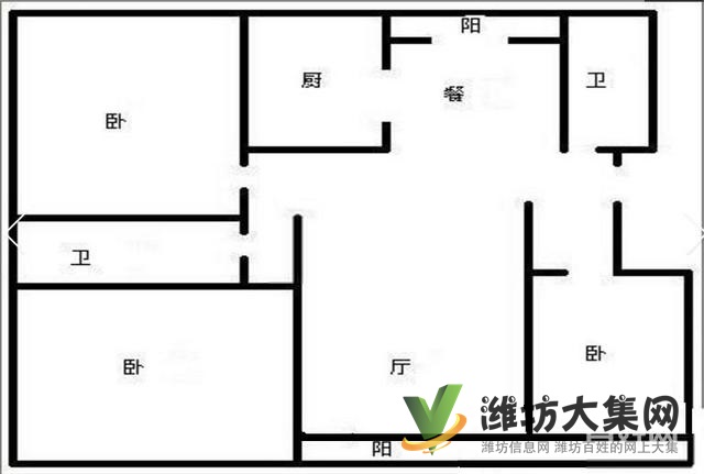 谷德對面劃片北海學校隆基花園3室2廳2衛(wèi)大H戶型