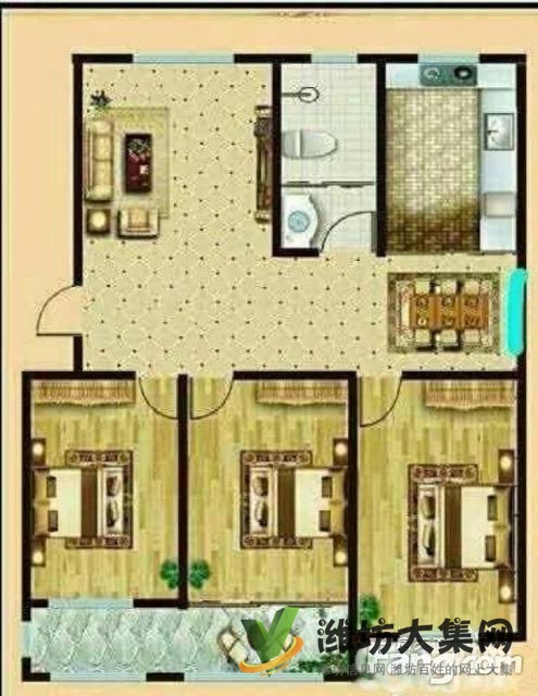 濰坊醫(yī)學院南鄰興旺花園4樓146平米毛坯帶地下室急售5225