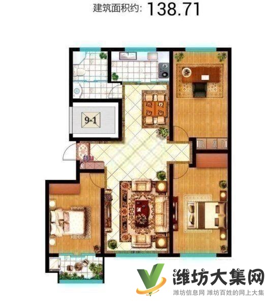 濰城區(qū)政府近 凡爾賽麗都 團(tuán)購4680每平3室大H