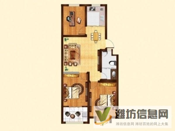 濰縣中路近的高端小區(qū) 12樓東山 全明戶型 精裝三室 南