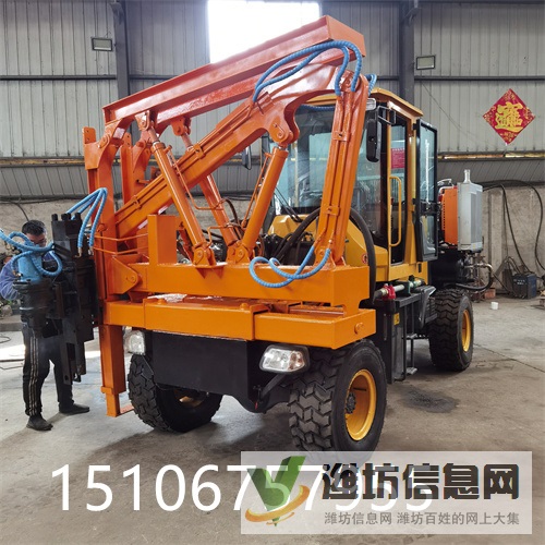 四輪波形護欄打樁機 液壓打拔鉆一體機 高速公路護欄打樁機